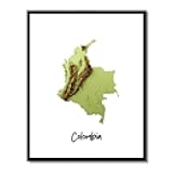 Susie Arts 8X10 Unframed Colombia World Map 3D Topography Terrain Modern Relief Abstract Map Art Print Poster Wall Decor SDAP709