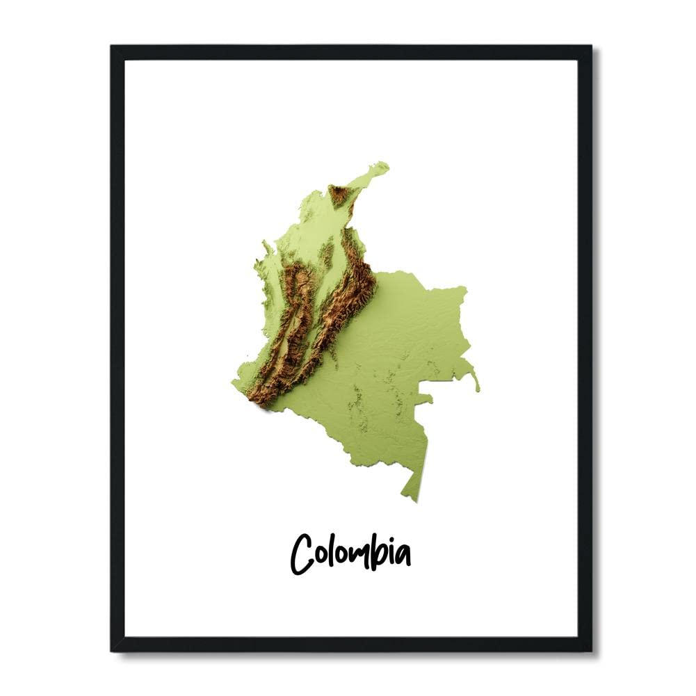 Susie Arts8X10 Unframed Colombia World Map 3D Topography Terrain Modern Relief Abstract Map Art Print Poster Wall Decor SDAP709