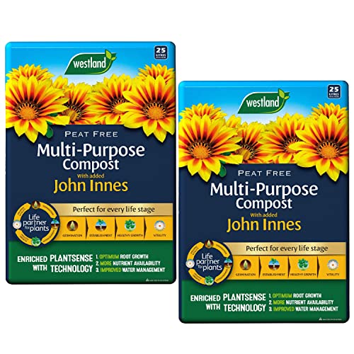 Topline Westland Multi-Purpose Garden Compost - Peat Free Multi Purpose Compost Soil with John Innes 2 x 25L Bags with Topline Card for Indoor & Outdoor Plants Growing Vegetables. (MPC2)