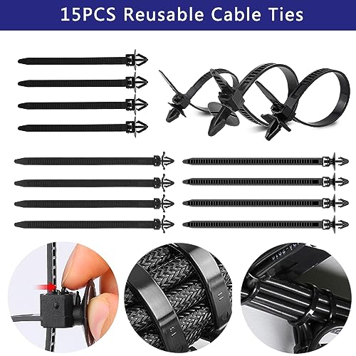 Image of Car Push Retainer Clips Plastic Rivets 910PCS Bumper Clips Door Panel Trim Clip 24 Most Popular Sizes Car Body Fasteners Kit with 15 Cable Ties Fastener Remover for GM Ford Toyota Honda Chrysler Acura