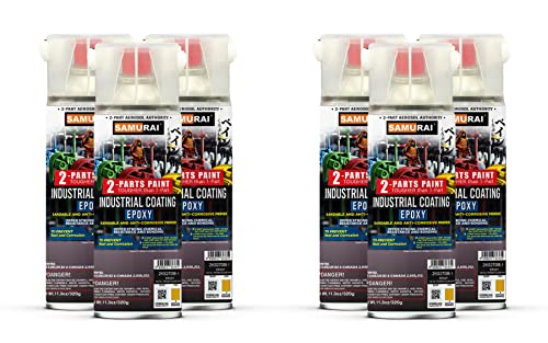 SAMURAI 2-Part Spray Paint Epoxy Primer for Industrial (Undercarriage Black, Pack of 6 Cans)