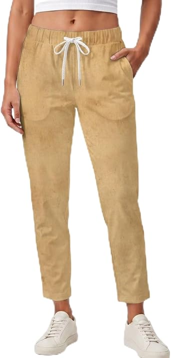 Womens Athletic Pants with Pockets Casual 7/8 Sweatpants