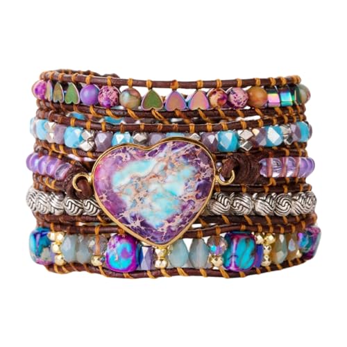 YGLINE Natural Stone Bracelet 3 Wraps Bracelet Handmade Boho Bracelet for Women Bracelet