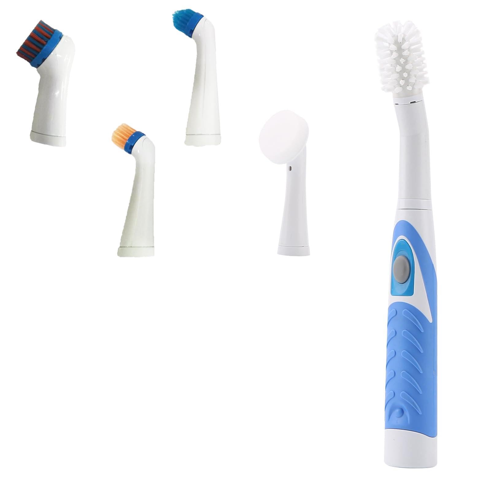 Electric Battery Powered Scrub Brush Cordless Electric Cleaning Brush Multi-Purpose Power Scrubber with 5 Brush Heads 3 Sponge