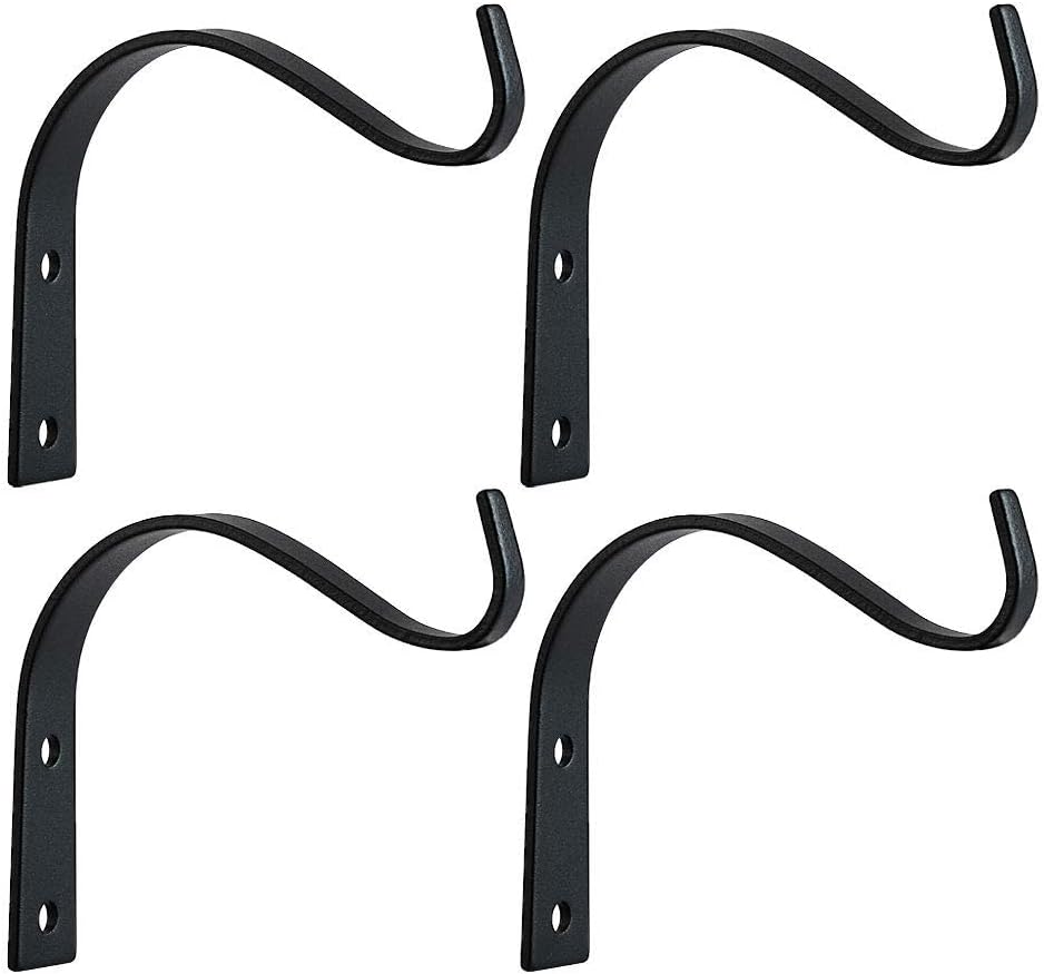 Elwiya 4 Pack Rustic Iron Wall Hooks for Hanging Lanterns Coats Mason Jar Sconces, Heavy-Duty Metal Hooks for Plant Hangers Lights and Artworks,Vintage Home Decor Indoor & Outdoor, Screws Included