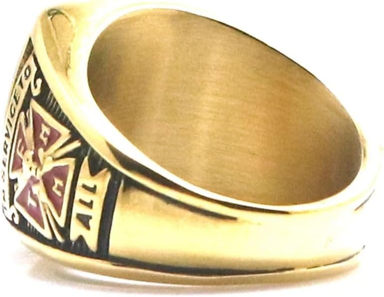 Stone Stainless Steel Christianity Catholicism K of C Cross Ring, Square Surface, Silver