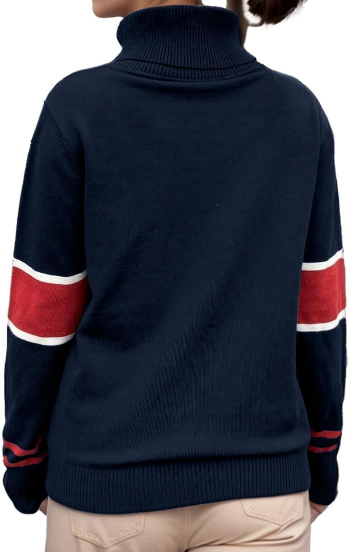 Women Turtleneck Sweaters Stripe Sleeve Lightweight Shirts Apres Ski Tops Fashion Winter Thermal Outfits