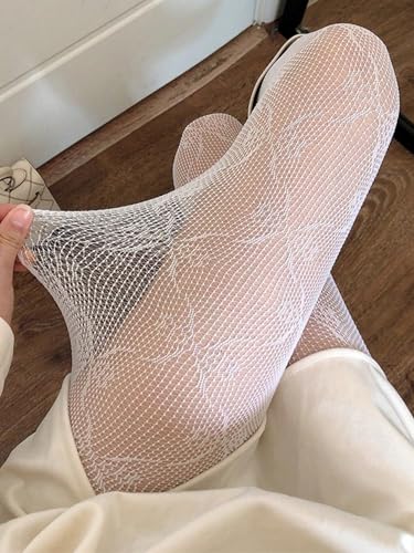 Image of SHENHE Women's Patterned Fishnet Tights Sheer High Waist Y2k Floral Stockings Pantyhose