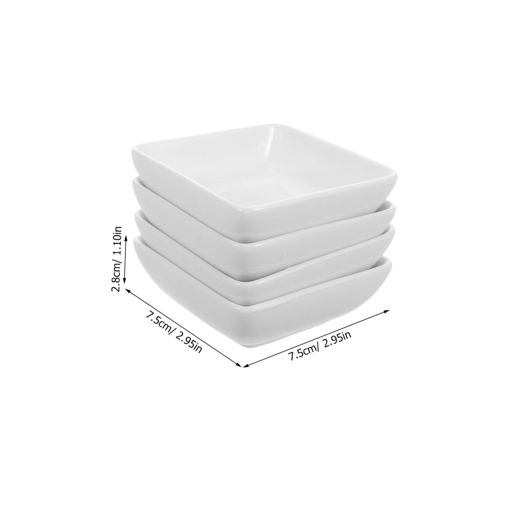 SOLUSTRE 4Pcs Square Ceramic Dipping Bowls Elegant Soy Sauce Vinegar Dish for Versatile Home Restaurant Use Luxurious European Design Easy to Clean Space Saving Storage