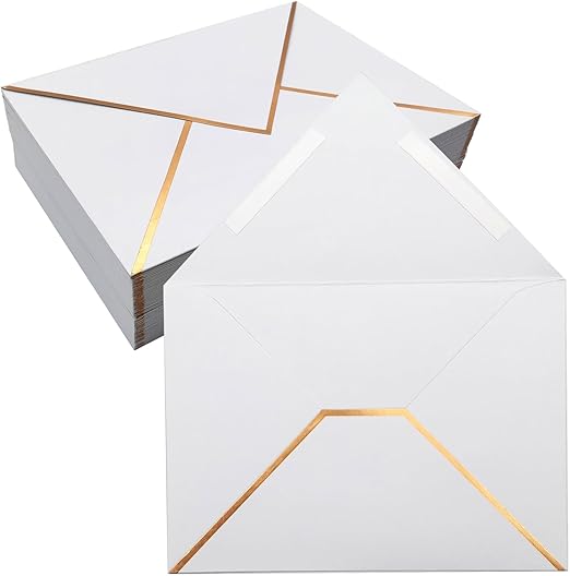 50 Pack 5x7 Envelopes Self Seal, White 5x7 Envelopes for Invitations with Self-Adhesive A7 Envelopes Self Seal for Weddings, Invitations, Photos, Postcards, Greeting Cards Mailing,Graduation