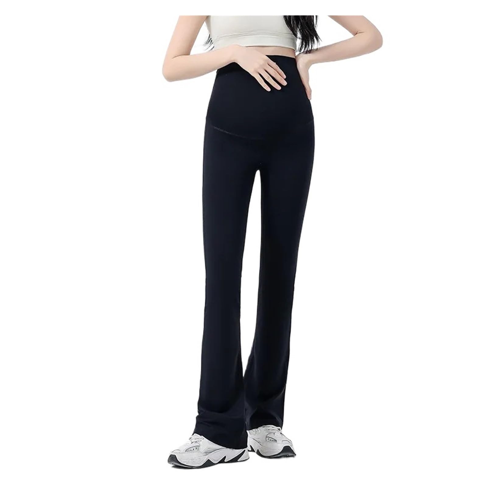 Pantalones de Maternidad for Mujer Embarazada, Ajustados, de Primavera y Verano(Black,M)