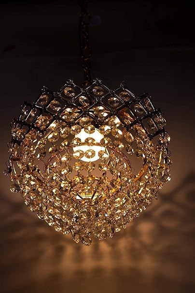 Image of SUANI Modern Crystal 40 watt Decorative Pendant Crystal Chandelier | Chandelier for Living Room | Jhoomar for Restaurant | Light Fixture Black Gold (Golden, 160 mm)