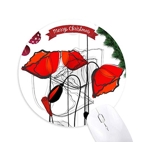 la peinture des fleurs rouges de l'art abstrait ligne maïs poppy tapis de souris en caoutchouc de sapin de noël