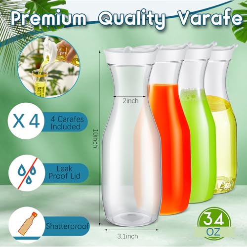Mumufy 82 Pcs Mimosa Bar Supplies 34 oz Plastic Water Carafe with Lids Plastic Champagne Flutes Pitchers for Drinks with Serving Bowls Serving Tongs Chalkboard Stickers Straws(Groovy,Mixed Colors)