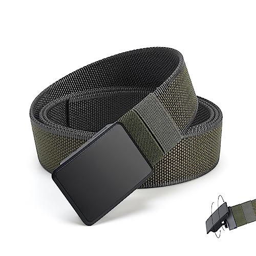 Mile High Life |Men's Reversible Buckle Nylon Belt | Outdoor Military Belt | Double Color Webbing Belt (Olive-Dark Grey)