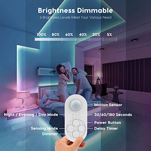 Dual Sensor Stair Lights Indoor, Plug-In Motion Activated Step Light Strip Indoor With Double Motion Sensor, Dimmer, Delay Timer For Stairway, Double Bed, Corridor, Warm White 3000K, 16.4Ft, 150 Leds #TOP3