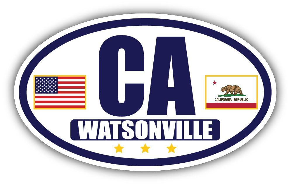 California & American Flag Oval Bumper Sticker - Navy & Gold Bakersfield CA Decal