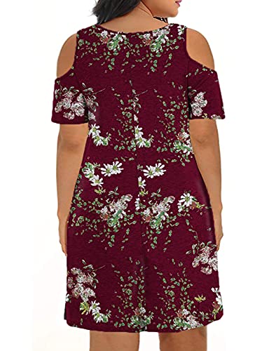 Image of Kancystore Women's Plus Size Summer Dresses Short Sleeve Casual T-Shirt Swing Dress with Pockets