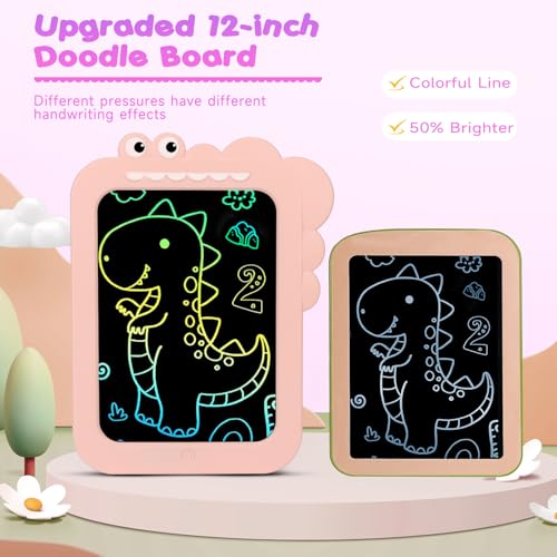 OWill Tableta de Escritura LCD para Niños 12 Pulgadas Tablero de Dibujo Electrónico, Tableta Escritura Niños, Regalo de Cumpleaños para Niñas Niños de 3-8 Años Regalos para Niños(Rosa) - imagen 4