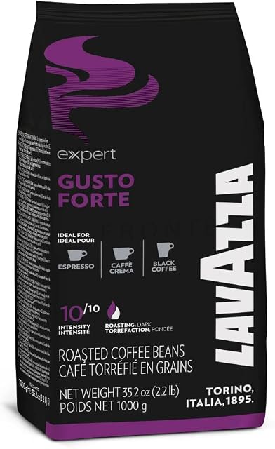 Kawa ziarnista Lavazza Expert Gusto Forte 1kg, 100% Robusta, Ciemny stopień palenia, Wysoka zawartość kofeiny