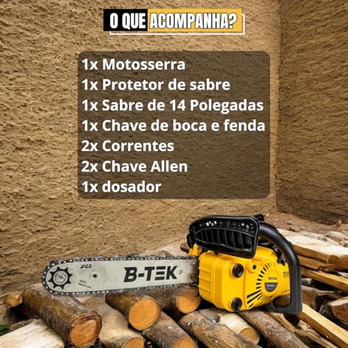 Motosserra a Gasolina Profissional 25.4cc - Alta Potência e Desempenho para Cortes Pesados, Ideal pa