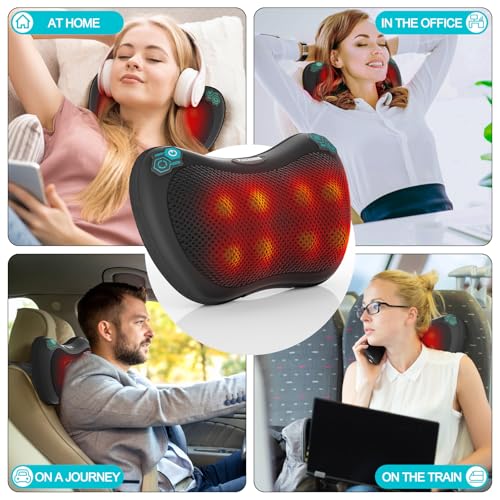 TAKRINK Neck Massager Pillow Back Massage Shiatsu Massager with Heat 8 Deep Tissue Kneading Nodes 3 Speeds 2 Directions for Lower Back Neck Shoulders Muscle Pain Relief Use at Home Car - Image 5