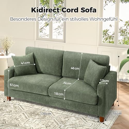 mit abnehmbarem waschbarem Cord-Bezug aus Polyester-Baumwollmix.(118 Zeichen) - Detailansicht von Kidirect Cord Sofa...