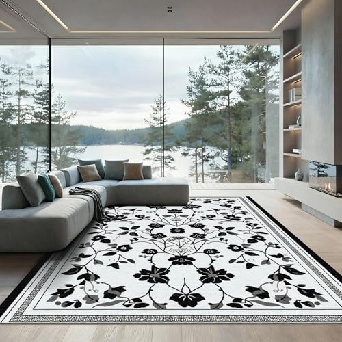 ODIKA 5'x7' Washable Area Rug - Chinoiserie White Non-Slip Chair-Friendly