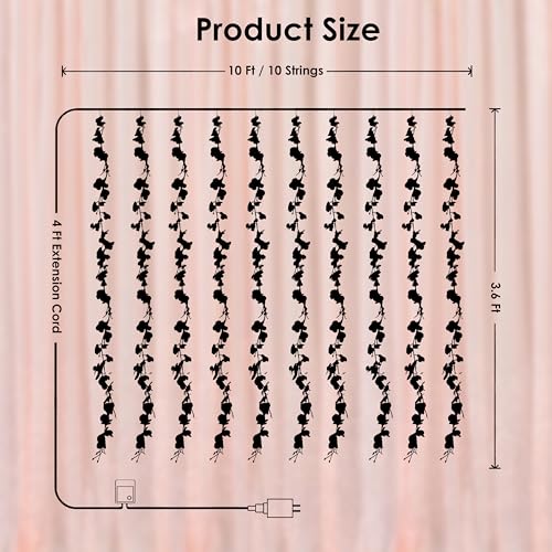 Image of Gesto Pink Artificial Flower Curtain LED String Lights - 200 LED Warm White Fairy Lights with 8 Modes | AC Plug Mesh Curtain Lights for Balcony, Bedroom,Home,Diwali Decoration Hanging Lights (10x3 Ft)