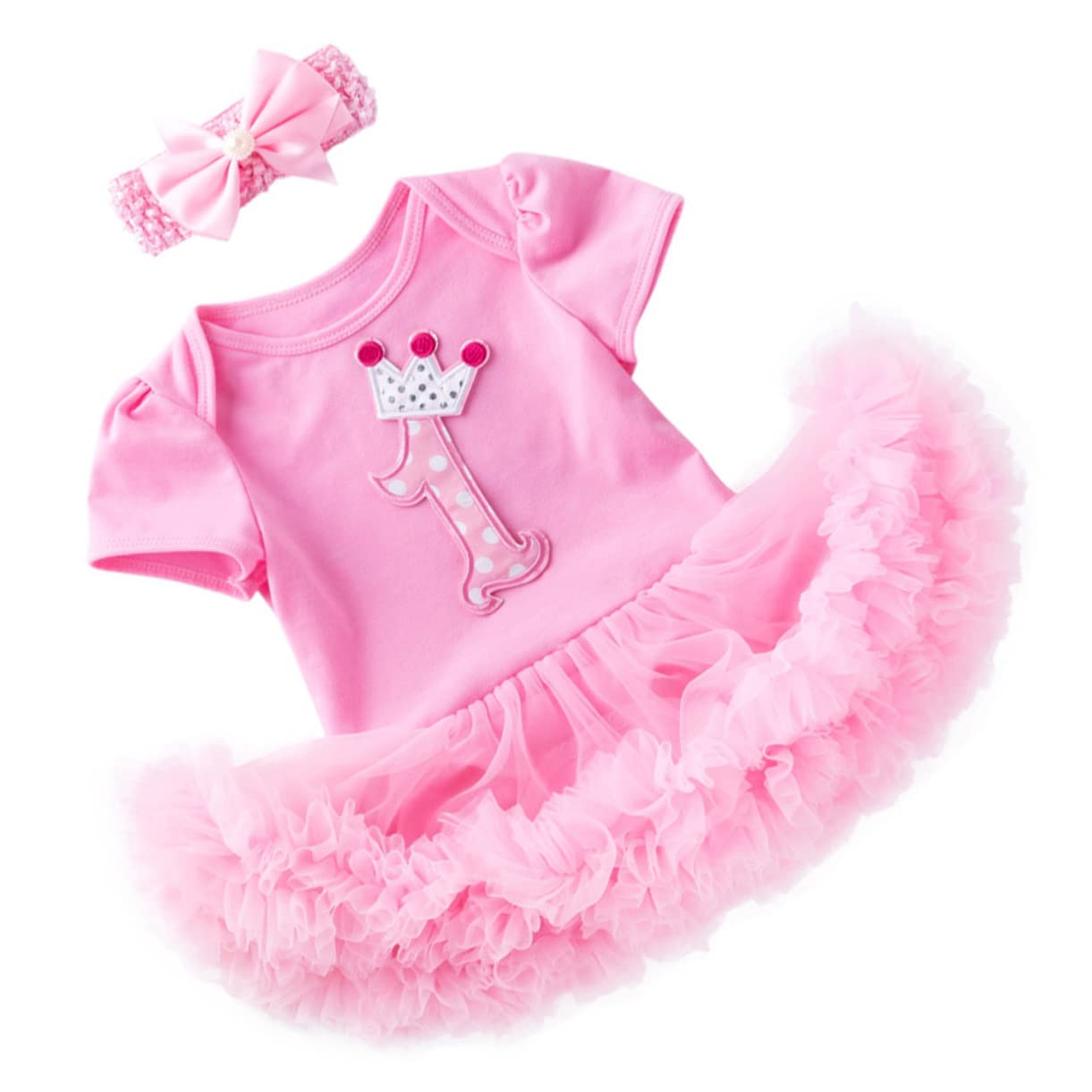 FOMIYES 2pcs Toddler Girls Summer Dress Set Party Wear Cotton Romper Skirt Outfit Pink