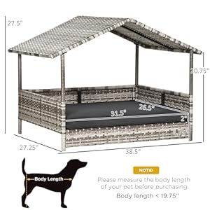 PawHut-Wicker-Dog-House-Outdoor-with-Canopy-Rattan-Dog-Bed-with-Water-Resistant-Cushion-for-Small-and-Medium-Dogs-Charcoal-Gray - Cucciolini Doodles   PawHut-Wicker-Dog-House-Outdoor-with-Canopy-Rattan-Dog-Bed-with-Water-Resistant-Cushion-for-Small-and-Medium-Dogs-Charcoal-Gray