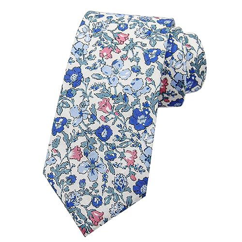 Image of Mantieqingway Floral Ties for Men Skinny Cotton Tie Flower Necktie