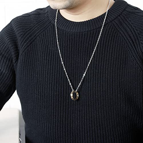 Engraved Gold Plated Stainless Steel Ring Pendant Chain Necklace for Fans Cosplay Costume Jewelry for Anyone2