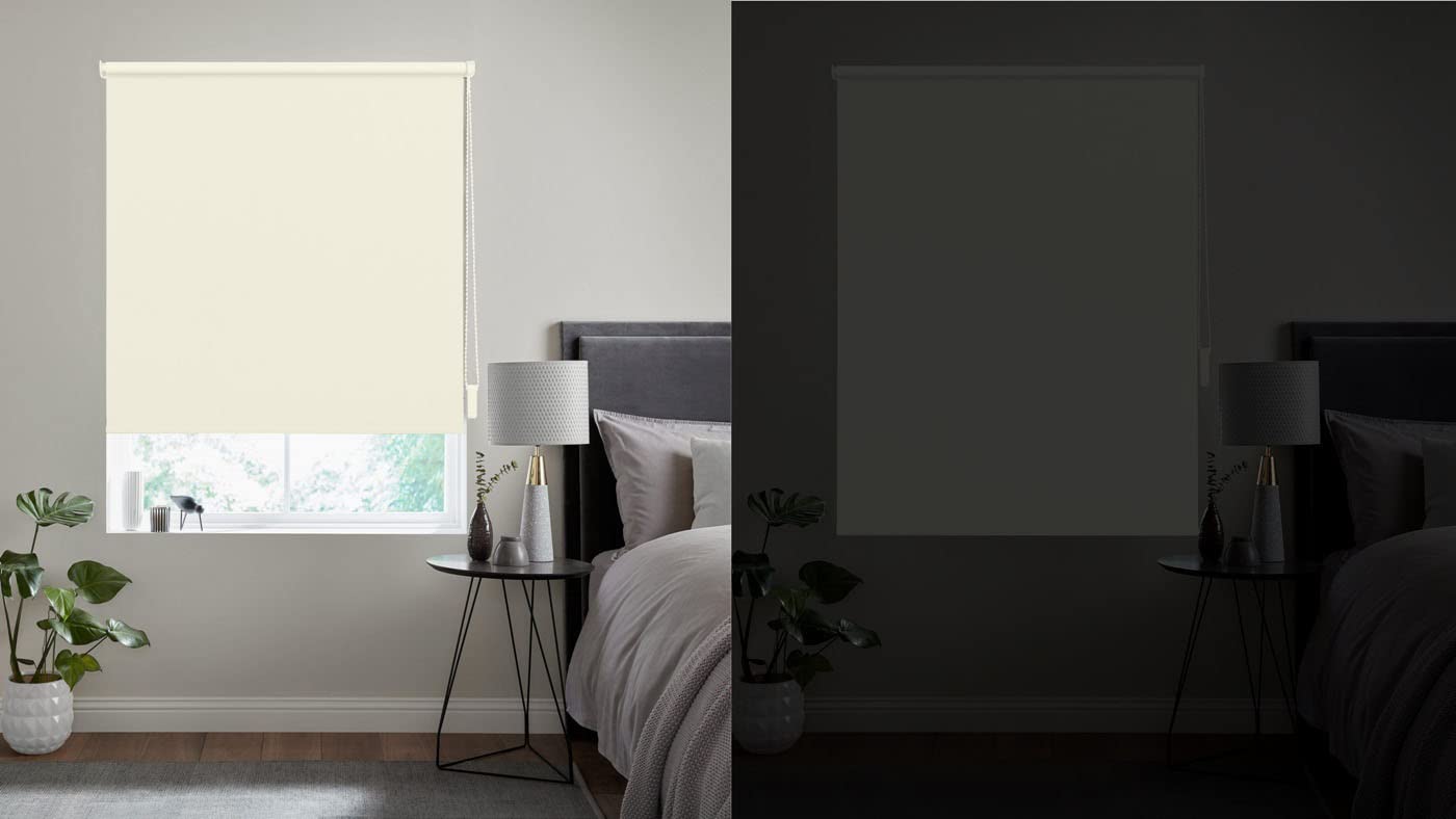 Store occultant thermique sans perçage - Revêtement de même couleur - Oeko-Tex Standard 100 - Protection visuelle - Protection solaire pour - 120 x 160 cm (largeur de tissu 116 cm) - Crème