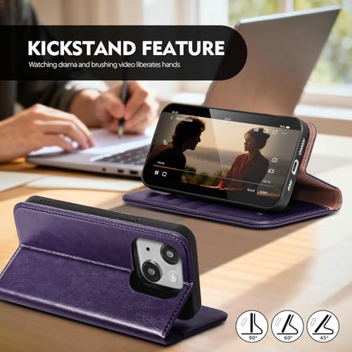 Scutumate Compatible with iPhone 14 Case Wallet with Card Holder [4 Card Slots] Kickstand [RFID Blocking] PU Leather Phone Case Flip Protective Cover TPU Shockproof,for Apple 14 6.1",Purple by Scutumate - Used condition - Image 6
