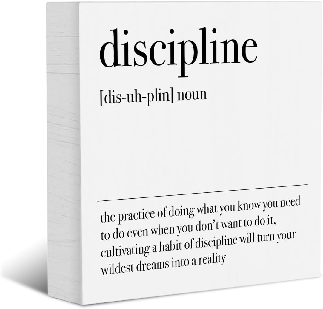 Amazon.com: Motivational Discipline Noun Decorative Wooden Box Sign ...