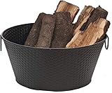 Dagan 1530 Basket Weave Design Waterproof Log Bucket, Black