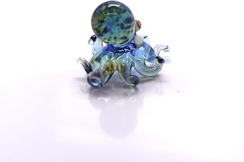 Miniatura 3 de Microfiguras de pulpo de vidrio soplado a mano, animales, regalo coleccionable para decoración del hogar (micro azul)