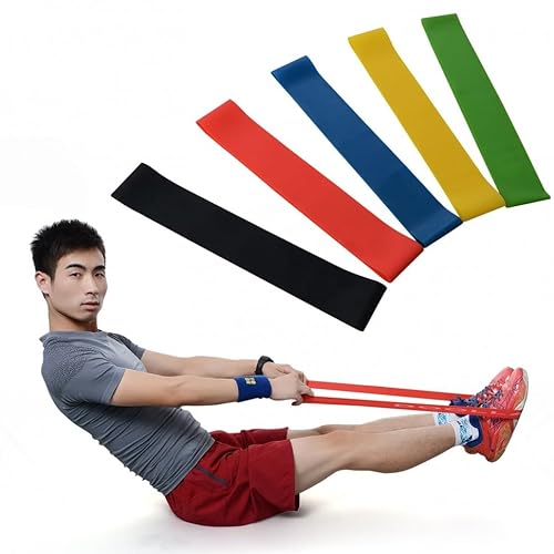 Faixas Elásticas para Exercícios, Kit com 5 Bandas de Resistência para Tonificação Muscular, Treinam