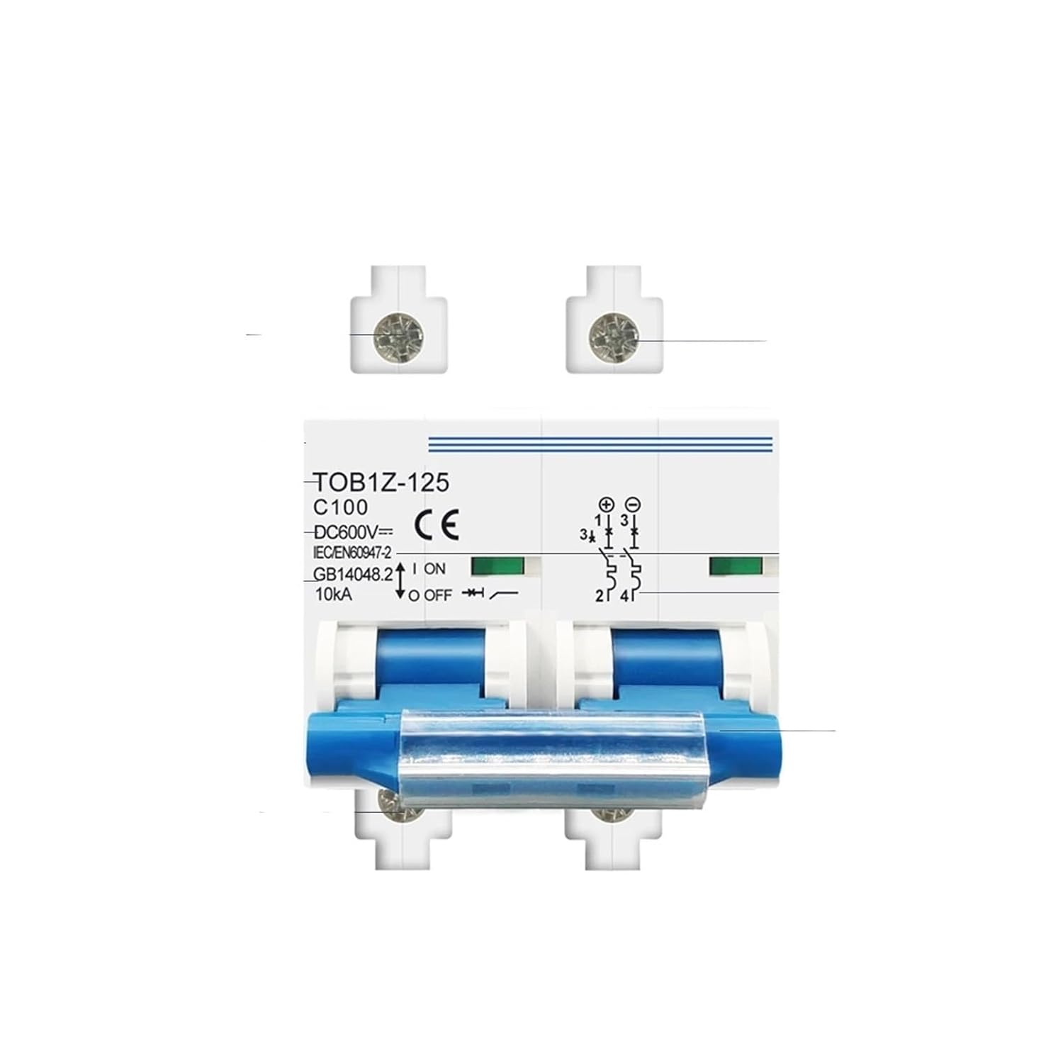 2P 80A 100A 125A DC MCB 600V 回路遮断器 PVシステム用 Cカーブ(100A)