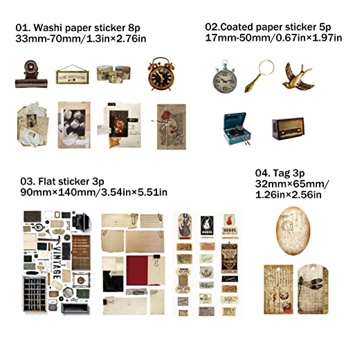 adesivos para scrapbook – Kit suprimentos adesivos diário vintage, papel scrapboopresente para artes