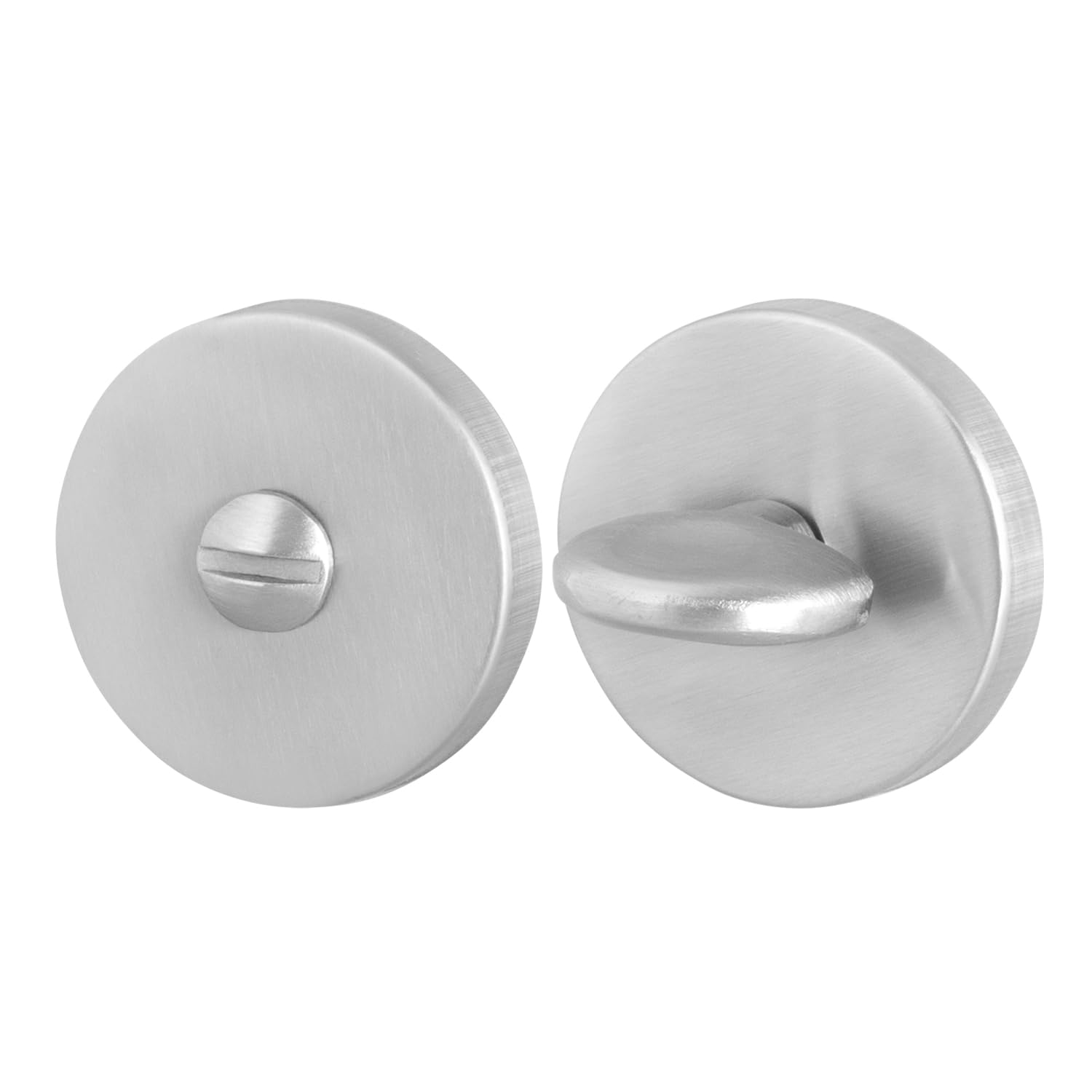 Eai Silver Round Bathroom Thumbturn & Release Set - Satin Nickel | Universal Satin Door Turn And Release Lock For Bathroom/Toilet With Emergency Coin Release Lock