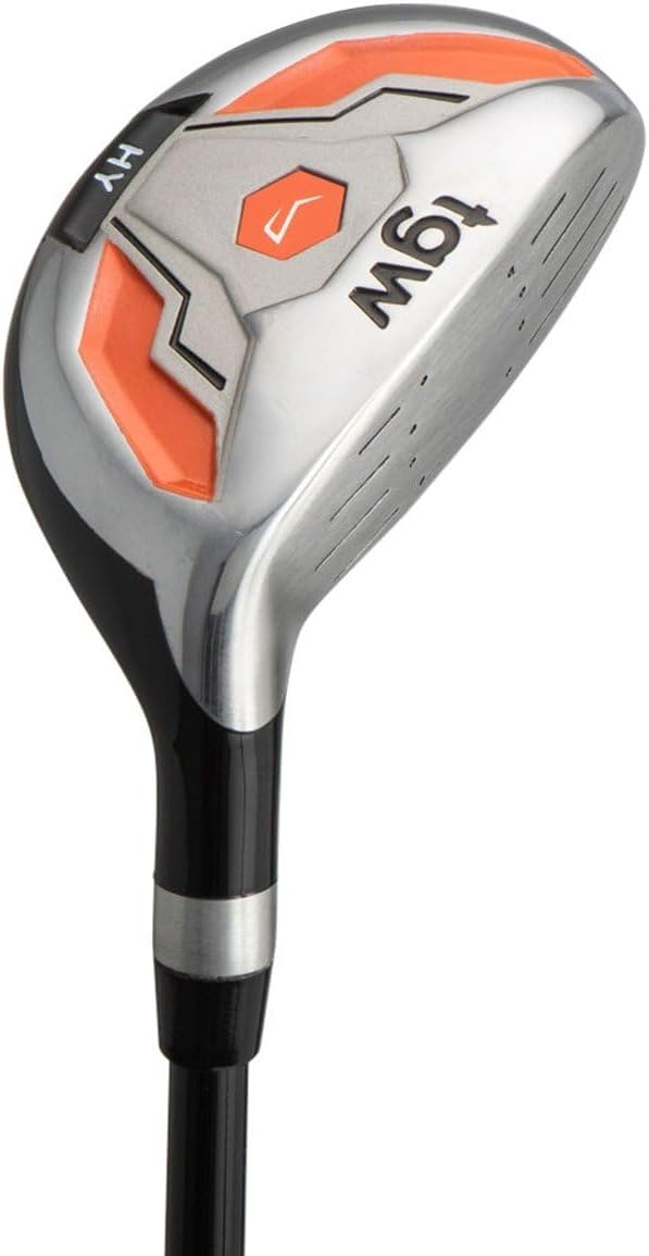 TGW Junior Packaged Golf Club Sets Ages 9-12 Drvr/Fwy/Hyb/3Irns/Putter/Bag Graphite Orange/Grey Right