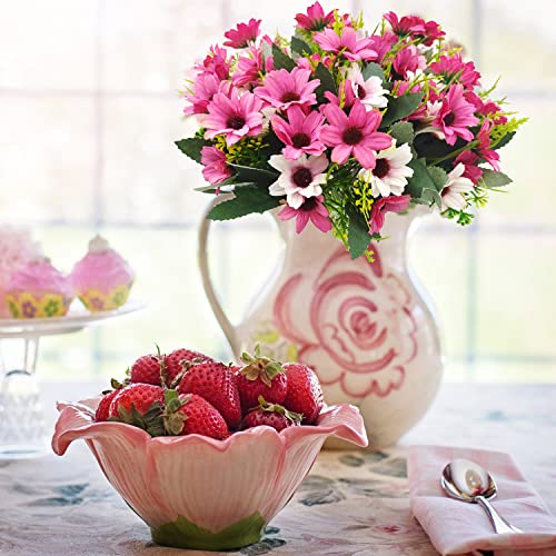 Carfoeny 5 Bundles Artificial Wildflowers Fake Daisy Silk Faux Flowers With Stems Arrangements For Home Outdoor Indoor Vase Kitchen Table Wedding Office Party Garden Decoration (Rose-Red) #TOP1