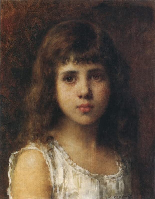 Peinture Poster Affiche Décorative Portrait Jeune Fille Harlamoff Art Mural 60x90cm
