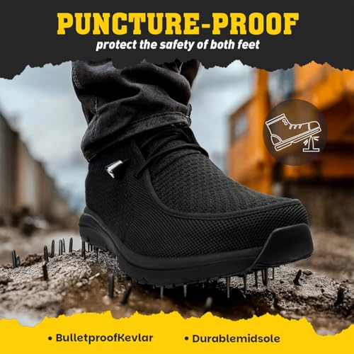 Slip On Steel Toe Shoes Men Women Waterproof Non Slip Lightweight Comfortable Walking Loafers No-Laces3