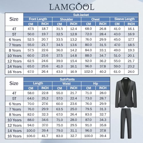 Lamgool Boys Suit Slim Fit 2-Piece Formal Set Red Tuxedo Blazer Jacket And Pants For Kids Prom Wedding Size 12 Years Old thumb #6