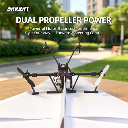 Image of BRRRRT RC Paper Airplane Kit, DIY Remote Control Airplane with Gyro Stabilizer, Dual Propellers, Lightweight Foldable Easy to Fly for Hobbyists & Beginners