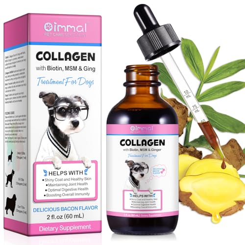 JSBNQRMZ Colágeno Líquido para Perros 60 ml – Articulaciones, Pelaje y Digestión con Biotina, MSM y Jengibre – Absorción Rápida