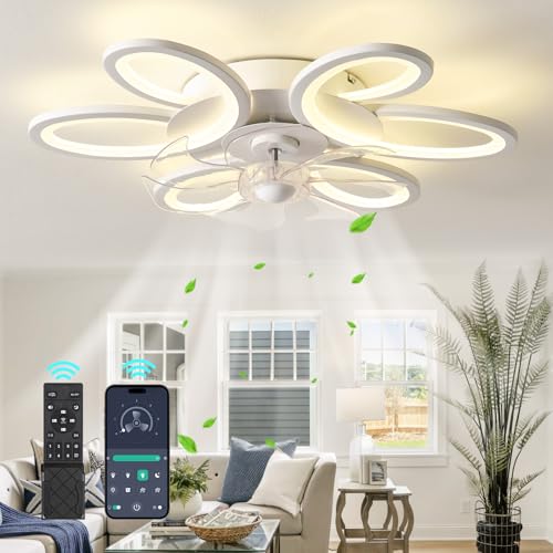 Ventilateur plafond LED dimmable télécommandé avec moteur réversible silencieux